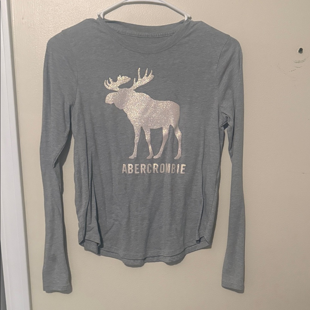 Abercrombie & Fitch Kids Silver Moose Graphic Long Sleeve Tee
